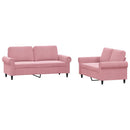 sofasæt 2 dele med hynder velour lyserød