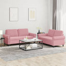 sofasæt 2 dele med hynder velour lyserød