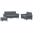 sofasæt 3 dele med hynder velour mørkegrå