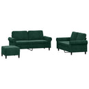 sofasæt 3 dele med hynder velour mørkegrøn