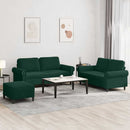 sofasæt 3 dele med hynder velour mørkegrøn
