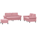 sofasæt 3 dele med hynder velour lyserød