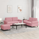sofasæt 3 dele med hynder velour lyserød