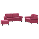 sofasæt 2 dele med hynder velour vinrød