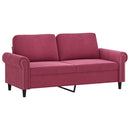 sofasæt 2 dele med hynder velour vinrød