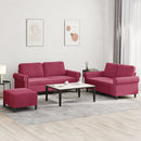 sofasæt 2 dele med hynder velour vinrød
