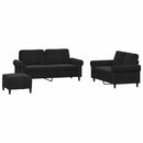 sofasæt 3 dele med hynder velour sort