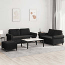 sofasæt 3 dele med hynder velour sort