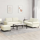 sofasæt 3 dele med hynder velour cremefarvet