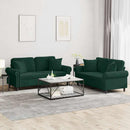 sofasæt 2 dele med puder velour mørkegrøn