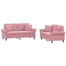 sofasæt 2 dele med puder velour lyserød