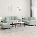 sofasæt 3 dele med puder velour lysegrå