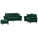 sofasæt 3 dele med puder velour mørkegrøn