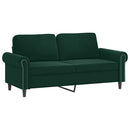 sofasæt 3 dele med puder velour mørkegrøn