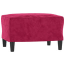 sofasæt 3 dele med puder velour vinrød