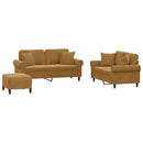 sofasæt 3 dele med puder velour brun
