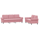 sofasæt 2 dele med hynder velour lyserød
