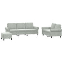 sofasæt 3 dele med hynder velour lysegrå