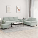 sofasæt 3 dele med hynder velour lysegrå