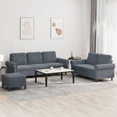 sofasæt 3 dele med hynder velour mørkegrå