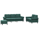 sofasæt 3 dele med hynder velour mørkegrøn