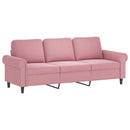 sofasæt 3 dele med hynder velour lyserød