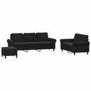 sofasæt 3 dele med hynder velour sort
