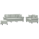 sofasæt 3 dele med puder velour lysegrå