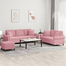 sofasæt 3 dele med puder velour lyserød
