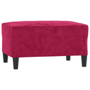 sofasæt 3 dele med puder velour vinrød