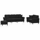 sofasæt 3 dele med puder velour sort