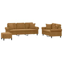 sofasæt 3 dele med puder velour brun
