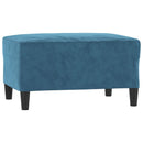sofasæt 3 dele med puder velour blå