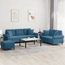 sofasæt 3 dele med puder velour blå