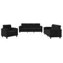 sofasæt 3 dele med hynder mikrofiberstof sort