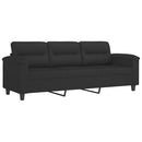 sofasæt 3 dele med hynder mikrofiberstof sort