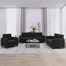 sofasæt 3 dele med hynder mikrofiberstof sort