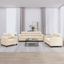 sofasæt 3 dele med hynder mikrofiberstof beige