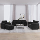 sofasæt 4 dele med hynder mikrofiberstof sort