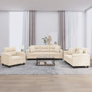 sofasæt 3 dele med puder mikrofiberstof beige