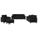 sofasæt 4 dele med puder mikrofiberstof sort