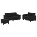 sofasæt 3 dele med hynder mikrofiberstof sort