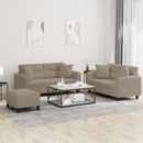 sofasæt 3 dele med puder mikrofiberstof gråbrun