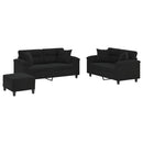 sofasæt 3 dele med puder mikrofiberstof sort