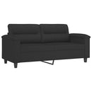 sofasæt 3 dele med puder mikrofiberstof sort