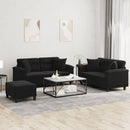 sofasæt 3 dele med puder mikrofiberstof sort