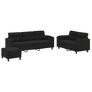 sofasæt 3 dele med hynder mikrofiberstof sort
