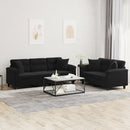 sofasæt 2 dele med puder mikrofiberstof sort