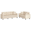 sofasæt 2 dele med puder mikrofiberstof beige