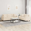 sofasæt 2 dele med puder mikrofiberstof beige